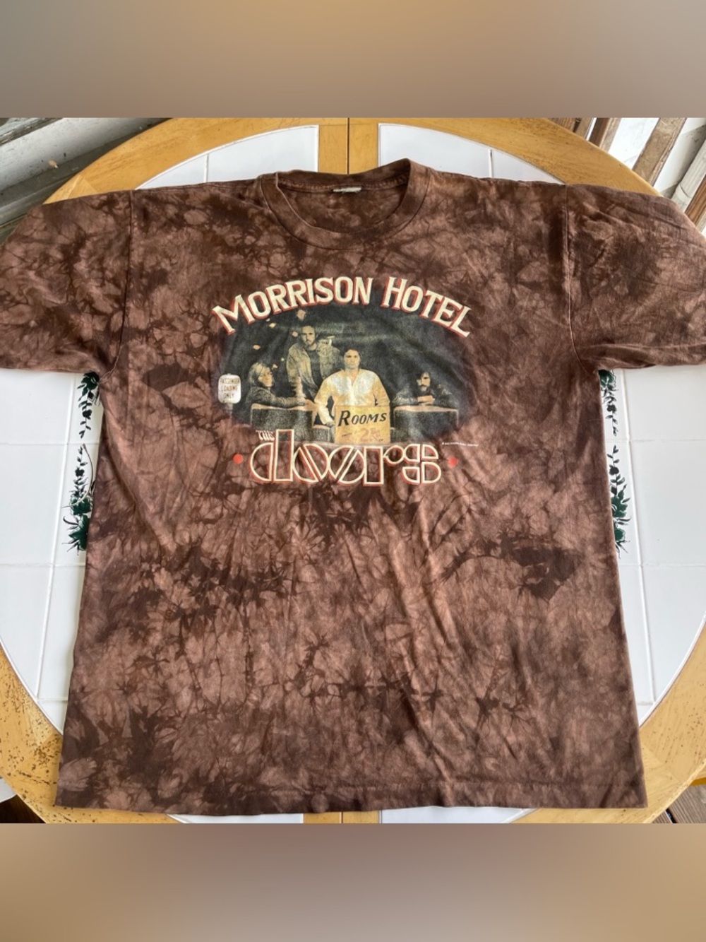 Vintage The Doors T Shirt XXL Liquid Blue Tie Dye Brown Band Tee 2002 Music